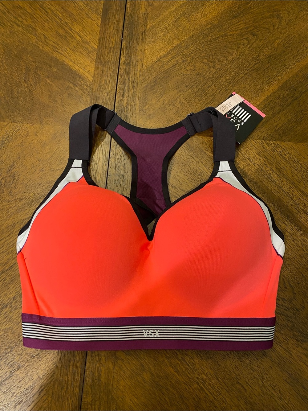 Victoria's Secret Coral and Purple Racerback Sports Bra - 34DD
